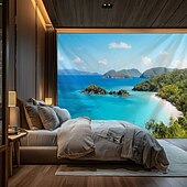 olcso Óceánparti Falikép-Táj Óceán Nézet Függő Takaró Fali Művészet Nagy Takaró Falfestmény Dekoráció Fénykép Háttér Takaró Függöny Otthon Hálószoba Nappali Dekoráció