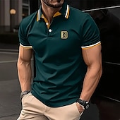 economico Polo classica da uomo-Per uomo Lettera Polo Sportivi Manica Corta Magliette polo Camicie con Colletto Business Casual Scuola All&#039;aperto Abbigliamento quotidiano Abbigliamento da casa Stampa 3D Estate Primavera Autunno