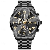 baratos Relógios Quartz-Relógio Masculino OLEVS 3675 Original Relógio de Negócios Masculino Espelho HD em Forma de Losango À Prova D&#039;Água Relógio de Cronometragem Fase Lunar Top Luxo Relógio Masculino Fashion