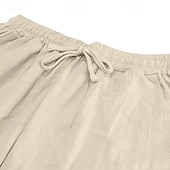 baratos Retrô-Homens Calças de linho Calças Calça verão Calças largas Com Cordão Cintura elástica Perna reta Coqueiro Conforto Respirável Comprimento total Ioga Diário Corrida Moda Retro Vintage Preto Branco