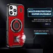 Недорогие Чехлы для iPhone-телефон Кейс для Назначение iPhone 16 Про Макс Плюс Айфон 15 Про Макс Плюс iPhone 14 13 12 Pro Max Plus Кейс на заднюю панель Кольца-держатели Защита от удара Ретро ТПУ ПК