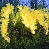 tanie Światła ścieżki i latarnie-2 szt. lamp solarnych LED na zewnątrz, lampa ogrodowa, kwiat wisteria, oświetlenie patio, wodoodporne oświetlenie LED na ścieżkę, trawnik, ogród, dziedziniec, chodnik, dekoracja świąteczna