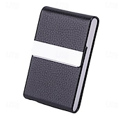 abordables Porte-cartes et étuis-Porte-cartes de visite en cuir synthétique, étui pour cartes de visite, porte-cartes de poche, porte-cartes de visite fin en métal, porte-cartes de visite bloquant les RFID avec fermeture magnétique