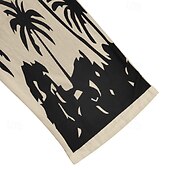 baratos Retrô-Homens Calças de linho Calças Calça verão Calças largas Com Cordão Cintura elástica Perna reta Coqueiro Conforto Respirável Comprimento total Ioga Diário Corrida Moda Retro Vintage Preto Branco