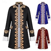 billige Yttertøy-Retro / vintage Kostymer i middelalderstil Steampunk Jakke tailcoat Ytterklær Prins Adelsmann Helfarge Herre Steampunk Karneval Maskerade Fest / aften Voksne Frakk