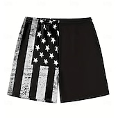 cheap Independence Day Bottoms-Men&#039;s American US Flag Patriotic Swim Trunks Swim Shorts Board Shorts Mid Waist Hawaiian Beach Wear Vacation Drawstring Mesh Lining Elastic Waist Designer Clothing Apparel