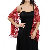 abordables enveloppes d&#039;invité de mariage-Écharpe Femme Élégant Sans manches Polyester Boléros de Mariage Avec Gland Pour Soirée Printemps &amp; Été