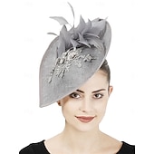 abordables Fascinators-Coiffe Tulle Mariage Élégant ancien Avec Plume Casque Couvre-chef