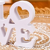 cheap Statues-White Double-Layer &quot;LOVE&quot; Letter Tabletop Decor, PVC Freestanding Sign, Romantic Valentine&#039;s Day, Wedding, Anniversary Decoration, Warm Indoor Desktop Letter Ornament for Home and Party Display