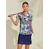 billiga Polos &amp;amp; kvartsdragkedjor-Dam Vandringspolotröja Mörkblå Kortärmad Överdelar Golfkläder för damer Kläder Outfits Bär kläder