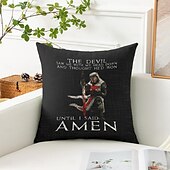 baratos Capa de almofada de férias-Capa de Almofada Decorativa de Páscoa 1PC Cavaleiros Templários Capa de Almofada Quadrada Macia para Quarto Sala de Estar Sofá Cadeira