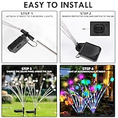 baratos Luzes de chão-2 peças led luzes solares externas luzes de vaga-lume inserção de solo luzes de pátio poste brilhante pátio jardim caminho gramado casamento festival festa atmosfera