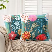 baratos estilo floral e plantas-Capa de Almofadas Decorativas de Flores 1PC Capa de Almofada Quadrada Macia para Sofá Capa de Almofada para Quarto Sala de Estar Cadeira