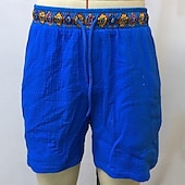 cheap Casual Shorts-Men&#039;s Shorts Summer Shorts Casual Shorts Pocket Drawstring Elastic Waist Florals Comfort Breathable Short Outdoor Vacation Ethnic Casual Royal Blue