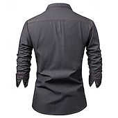 economico camicia da uomo con bottoni-Per uomo Camicia Camicia Estiva Camicia casual Camicia da Spiaggia Camicia con Bottoni Blu Grigio Azzurro Manica Lunga Semplice Bavero Vacanza Camicia hawaiana Bottonato Abbigliamento Misto Cotone