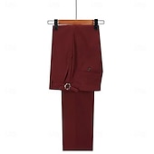 voordelige Bruiloftspakken-Heren Bruiloft Feestpakken Zwart Bordeau Mode Zaken Effen Kleur Standaard Pasvorm 2-Piece Dubbelzijdig Met Twee Knopen
