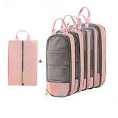 economico deposito bagagli e viaggi-set di contenitori da viaggio con cubi di imballaggio compressi, set da 3/6 cubi di imballaggio compressi per viaggi, organizer per bagagli con rete visiva per vestiti, borsa portatile leggera per
