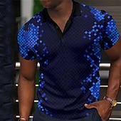 cheap Men&#039;s Geometric Polo-Men&#039;s Geometric Polo Shirts Golf Shirt Short Sleeve Polo Shirts Collared Shirts Casual Vacation Wear Formal Wear Festival Wear Buttons 3D Print Black Yellow Pink
