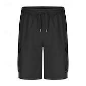 baratos Clássico-Homens Bermuda Cargo Calção Shorts de verão Com Cordão Cintura elástica Bolso multi Tecido Conforto Vestível Comprimento do joelho Ao ar livre Esporte Diário Moda Casual Preto Azul