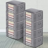 cheap Clothing &amp; Closet Storage-4-Pack Heavy-Duty Storage Bags with Zipper Under Bed Storage Waterproof Moving &amp; Travel Storage Organizers Foldable Reinforced Handles for Clothes, Bedding,Blankets Space-Saving,Vertical Style