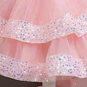 cheap Party Dresses-Kids Girls&#039; Party Dress Sequin Sleeveless Wedding Special Occasion Sequins Ruched Zipper Adorable Sweet Polyester Asymmetrical Party Dress Tulle Dress Summer Spring Fall 4-12 Years Pink Purple Green