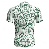 お買い得  メンズジャージ-男性用 サイクリングジャージー 半袖 バイク Tシャツ ジャージー 3つのリアポケット付き マウンテンサイクリング 高通気性 速乾性 人間工学デザイン ウィッキング フォレストグリーン ダークブルー ダークグリーン リーフ柄 スポーツ 衣類