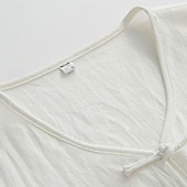 billiga Gym-toppar-Herr Linne Undertröjor Ärmlös tröja Ärmlös V-hals Sommar Slät Designer Grundläggande Kineseri Knappar Semester Gata Utekväll Svart Vit Vin Topp t-shirt för män