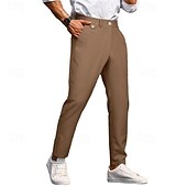 baratos Magro-Homens Social Calças chinês Botões Bolsos Tecido Conforto Formal Festa Trabalho Moda Estilo Clássico Exército verde Preto Micro-Elástica