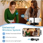 olcso Mikrofonok-vezeték nélküli lavalier mikrofon bluetooth hajtóka telefon mikrofon videó rögzítéshez - mini klip mikrofonokhoz iphone-hoz  &amp; android