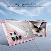ieftine Carcasă Samsung-telefon Maska Pentru Samsung Galaxy S24 Ultra Plus S24 FE S23 Ultra Plus S22 Plus Ultra Capac Spate Magnetic Acceptă încărcarea fără fir Anti Șoc Retro PC