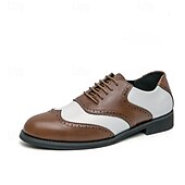 baratos Formal-Sapatos Oxford Brogue Masculinos Bicolor com Ponta Asa em Branco e Marrom, Sapatos Sociais Vintage em Couro Inspirados em Gatsby para Festas, Casamentos e Eventos Formais de Jazz na Década de 1920