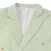 abordables Costumes décontractés-Costumes de mariage pour hommes en seersucker d&#039;été vert pomme champagne coloré uni coupe standard 2 pièces simple boutonnage deux boutons