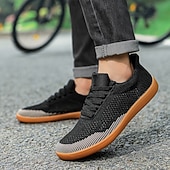 billiga Vardagssneakers-barfota vardagssneakers för män - modern svart, andningsbar mesh, komfortsula - lämplig för dagligt bruk och lätta sporter