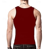 baratos Tops de ginásio-Homens Malha Íntima Top de colete Camiseta Interior camisa sem manga Sem Manga Gola Redonda Verão Tecido Moda Designer Básico Clássico Férias Rua Para Noite Preto Branco Vinho Top Tee para Homens