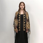levne Šály a šátky-Retro Řvoucí 20s 20. léta 20. století šátek Wrap Přehozy přes ramena Velký Gatsby Buben dívka Flitry Třásně Dámské Karneval Svatební Večerní oslava Plesová maškaráda Dospělé Šátek