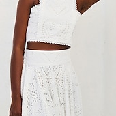 preiswerte Elegante Blumenkleider-Damen kleid lang Zweiteiliges Kleid Elegant Modisch Urlaub Verabredung Ausgehen Regular Fit Glatt Ärmellos Rundhalsausschnitt Schwarz Weiß Gelb Rosa Sommer