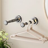 cheap Bathroom Gadgets-Suction Cup Clothes Hanger Rack, No-Drill Retractable Wall-Mounted Drying Rack for Balcony and Home Organization