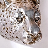 tanie Wazony i kosze-dekoracja ścienna w stylu vintage z głową lamparta w kolorze złotym i srebrnym, powierzchnia z folii w kolorze złotym i srebrnym, wiszący na ścianie wazon na kwiaty i schowek, kreatywna, słodka sztuka