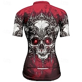 cheap Women&#039;s Jerseys-Women&#039;s Cycling Jersey Short Sleeve Bike Tee Tshirt Jersey with 3 Rear Pockets Mountain Bike MTB Breathable Quick Dry Anatomic Design Wicking Wine Red Black Red Skull Sports Clothing Apparel
