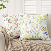 cheap Holiday Cushion Cover-Easter Rabbit Eggs Decorative Toss Pillows Cover 1PC Soft Square Couch Cushion Case Pillowcase for Bedroom Livingroom Sofa Chair