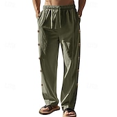 cheap Bottoms-Retro Vintage Medieval Renaissance Straight Leg Pants Pirate Viking Button Down Solid Color Men&#039;s Viking Halloween Carnival Vacation Casual Daily LARP Adults&#039; Pants