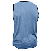 billiga Gym-toppar-Herr Linne Ärmlös tröja Ärmlös Rund hals Sommar Slät Mode Designer Sportig Ficka Ledigt Utomhus Strand Rubinrött Topp t-shirt för män