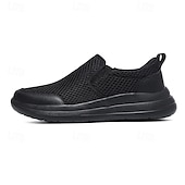 billiga Slip-ons och loafers till herrar-moderna slip-on-sneakers för män, grå mesh med elastisk slingring, snygga och bekväma urbana skor