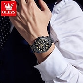abordables Relojes de Cuarzo-OLEVS 3653 Reloj para Hombre Reloj de Cuarzo Reloj Cronógrafo Multifuncional para Hombre Impermeable a 30M Luminiscente Fase Lunar Reloj de Acero