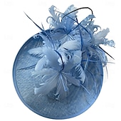 baratos Capacete de Casamento-Peça para Cabeça Sinamay Casamento Festa de Noite Elegante Casamento Com Penas Capacete Chapéu