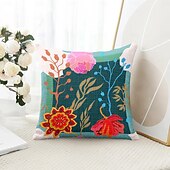 baratos estilo floral e plantas-Capa de Almofadas Decorativas de Flores 1PC Capa de Almofada Quadrada Macia para Sofá Capa de Almofada para Quarto Sala de Estar Cadeira