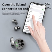 economico Cuffie TWS wireless-Cuffie Mini Wireless 5.3 per Sonno con Touch Biometrico Suono HiFi Stereo Display Digitale LED Cavo Antinodoso Auricolari Semi-Open-Back per Esercizio