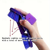 abordables Apoyo y Cuidado Animal-Cepillo versátil de cerdas suaves para caballos: herramienta de aseo flexible y multiángulo para caballos y vacas, ideal para bañar y limpiar.