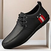 billiga Herrsneakers-Vita sportiga snörskor för män med ventilerande mesh och rödrandiga accent, perfekta för fritidskläder och sportaktiviteter