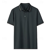 preiswerte Klassisches Poloshirt für Herren-Herren Poloshirt aus Seide, Baumwolle und Lyocell, Strick-Polopullover, Business-Casual, Revers, kurze Ärmel, formell, Farbblock, Knöpfe, Sommer, Marineblau, Braun, Armeegrün, Dunkelgrau
